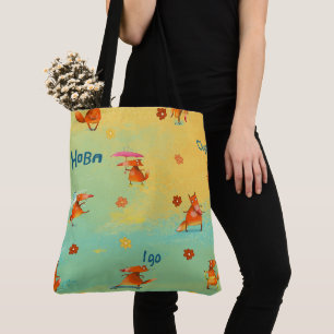 Tote Bag Illustration artisanale de l'aquarelle Funny Fox