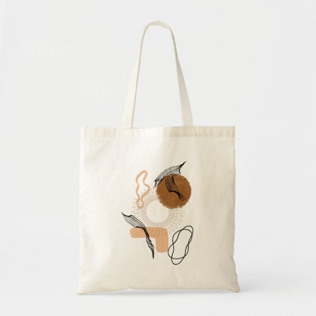 Tote Bag Illustration bohème abstraite, tons terreux (Devant)