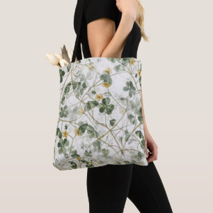 Tote Bag Illustration botanique en or vert Vintage