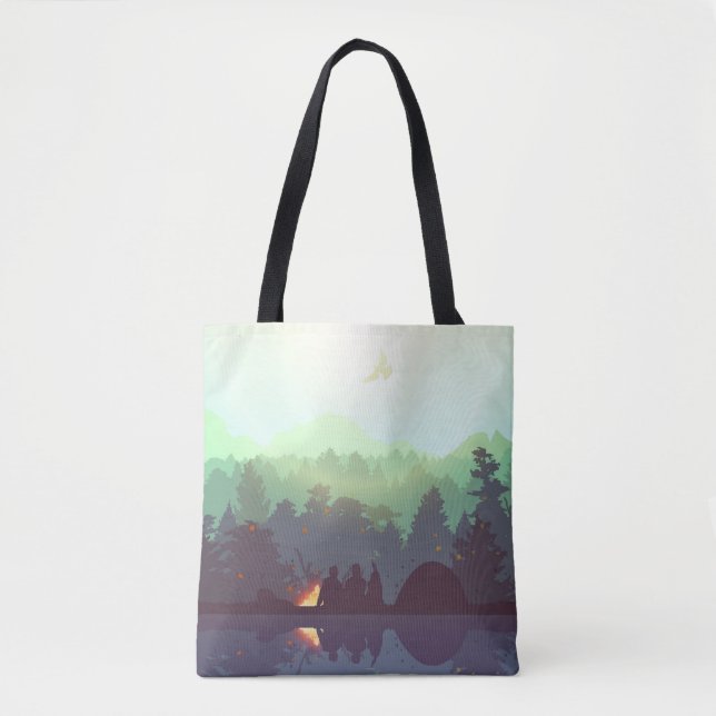 Tote Bag Illustration Camping Adventure Forest Mountain (Devant)