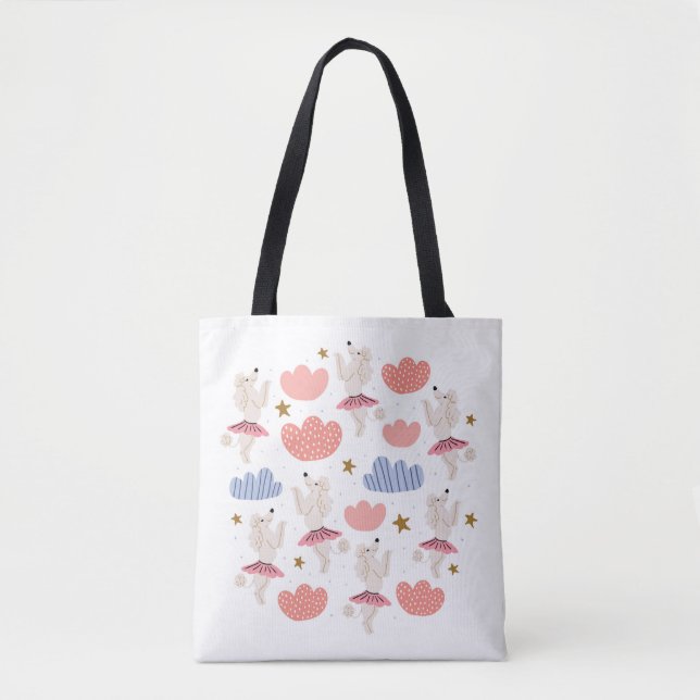 Tote Bag Illustration circulaire avec de mignons chiens de  (Devant)