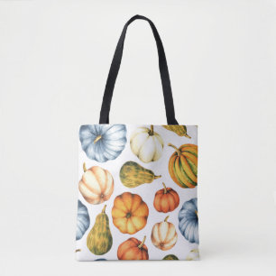 Tote Bag Illustration citrouille : Motif d'aquarelle transp