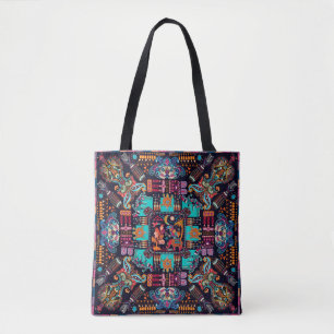 Tote Bag Illustration colorée avec des animaux décoratifs e