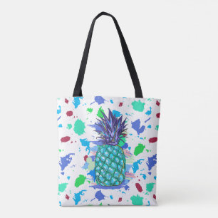 Tote Bag Illustration Colorée D'Ananas Et De Peinture