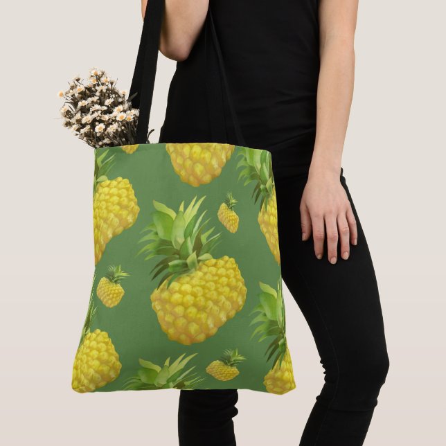Tote Bag Illustration d'ananas (De près)