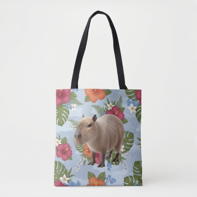 Tote Bag Illustration d'animal de capybara aquarelle mignon (Devant)