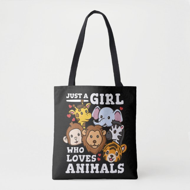 Tote Bag Illustration d'animaux mignons du zoo éléphant et  (Devant)