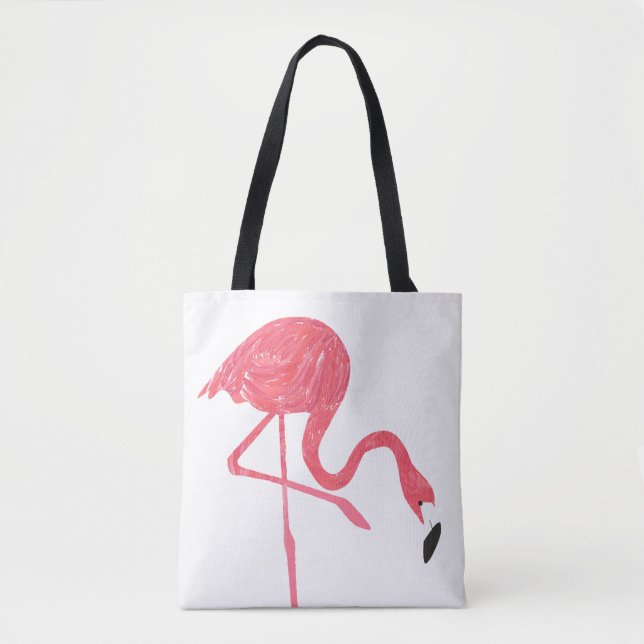 Tote Bag Illustration d'aquarelle de Flamants roses roses m (Devant)