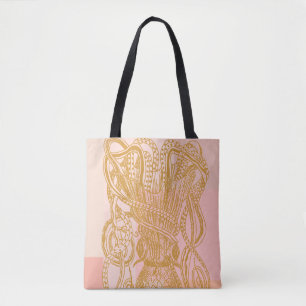 Tote Bag Illustration d'art de la ligne Octopus Vintage en 