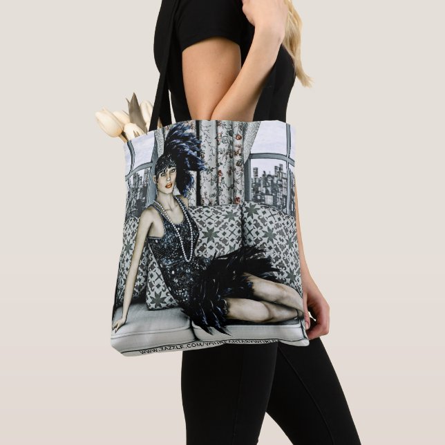 Tote Bag Illustration d'art de mode de flapper des années 2 (De près)