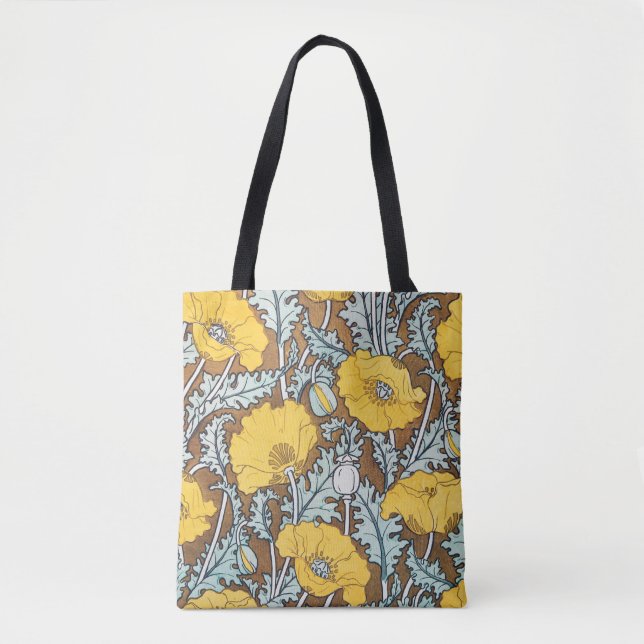 Tote Bag illustration d'art pavot fleur jaune (Devant)
