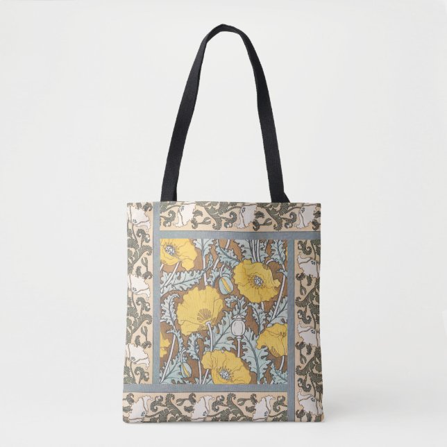 Tote Bag illustration d'art pavot fleur jaune (Devant)