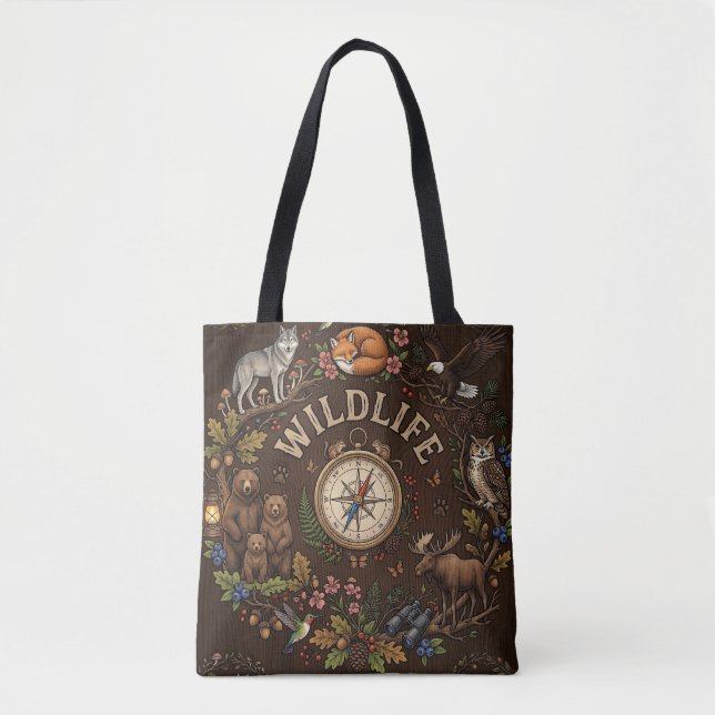 Tote Bag "Illustration d'aventure forestière faunique" (Devant)