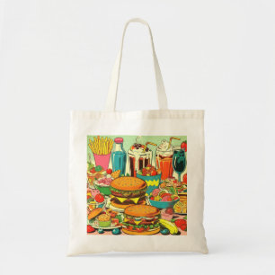 Tote Bag Illustration de bande dessinée alimentaire rétro