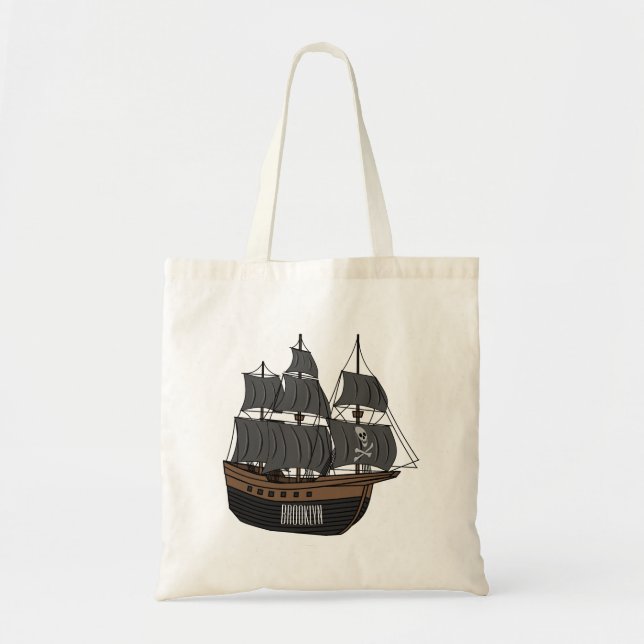 Tote Bag Illustration de bateau pirate (Devant)