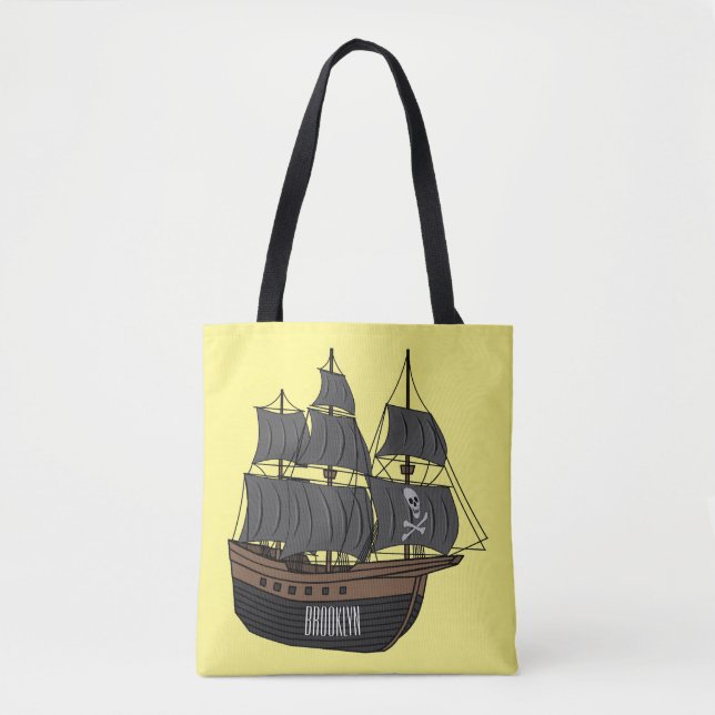 Tote Bag Illustration de bateau pirate (Devant)