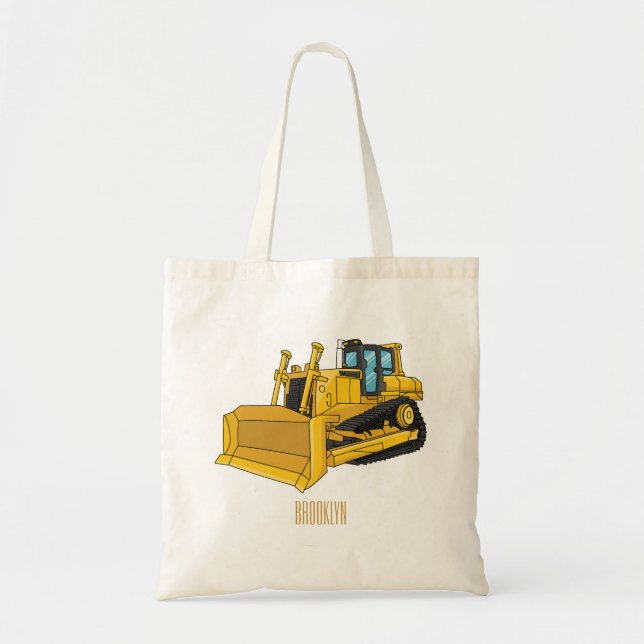 Tote Bag Illustration de bulldozer animé (Devant)