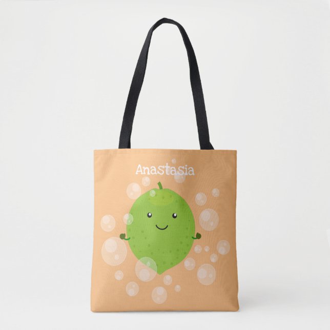 Tote Bag Illustration de bulles de chaux vert mou (Devant)