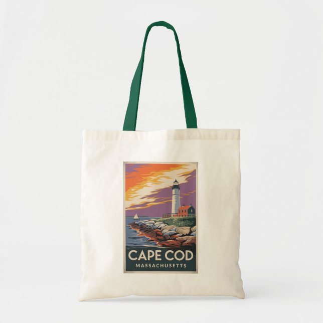 Tote Bag Illustration de Cape Cod Massachusetts Art de voya (Devant)