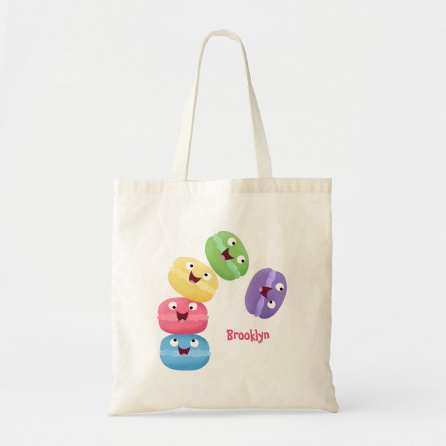 Tote Bag Illustration de caricature de macarons marrant mig (Devant)
