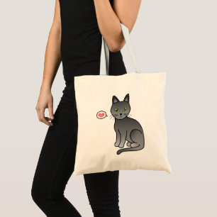 Tote Bag Illustration de chat bleu russe mignon et cœur en