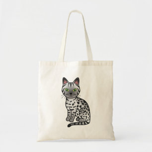 Tote Bag Illustration de chat Egyptian Mau argenté