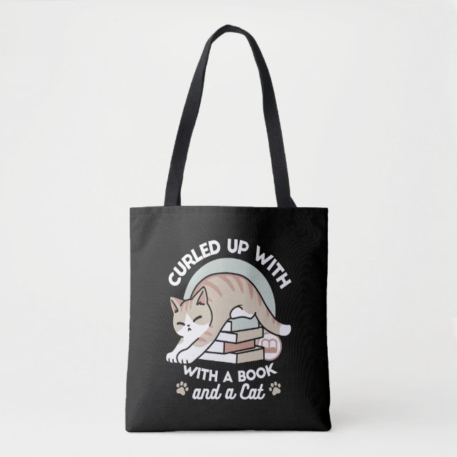 Tote Bag Illustration de chat Lover - Curled Up & Cosy (Devant)