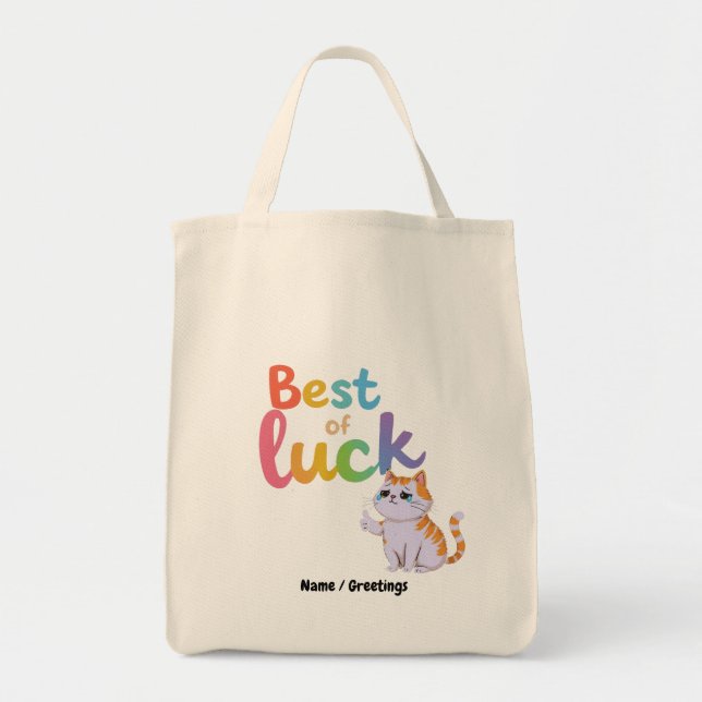 Tote Bag Illustration de chat mignon mémé pleurant avec un  (Devant)