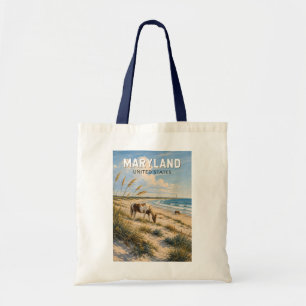 Tote Bag Illustration de cheval du Maryland Art de voyage V