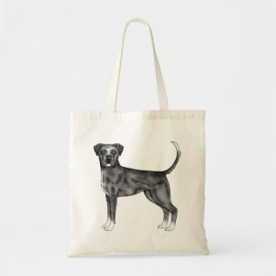 Tote Bag Illustration de chien Boxer allemand en noir et bl