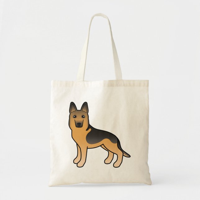 Tote Bag Illustration De Chien De Berger Allemand Noir Et T (Devant)
