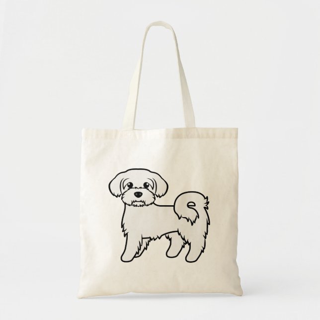 Tote Bag Illustration de chien de dessin mignon maltais (Devant)