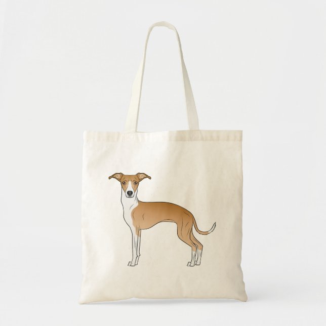 Tote Bag Illustration de chien italien gris et blanc (Devant)