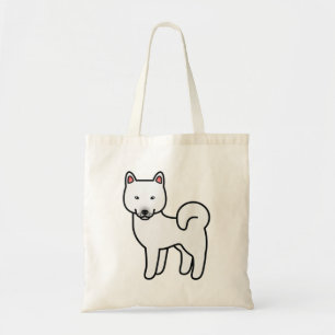 Tote Bag Illustration de chien Shiba Inu blanc de dessin an