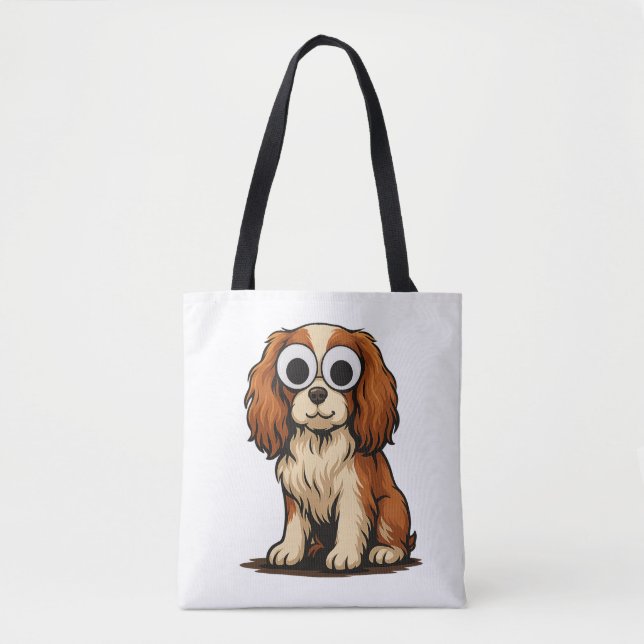 Tote Bag Illustration de chiot aux yeux Google mignons (Devant)