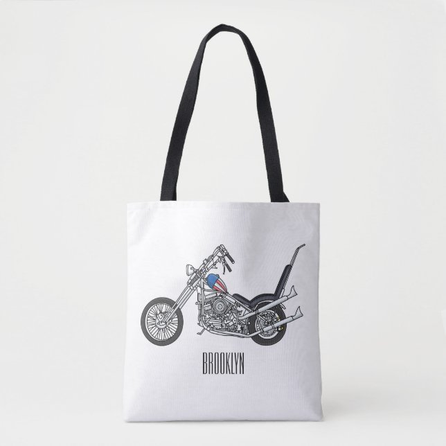 Tote Bag Illustration de Chopper Motorcycle 1950 (Devant)