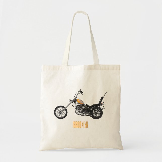 Tote Bag Illustration de Chopper Motorcycle 1950 (Devant)