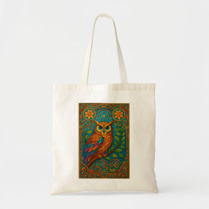 Tote Bag Illustration de chouette d'art folklorique mystiqu