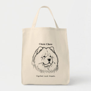 Tote Bag Illustration de Chow Chow Portrait en ligne noire