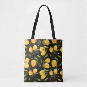 Tote Bag Illustration de citron : Motif peint à la main san