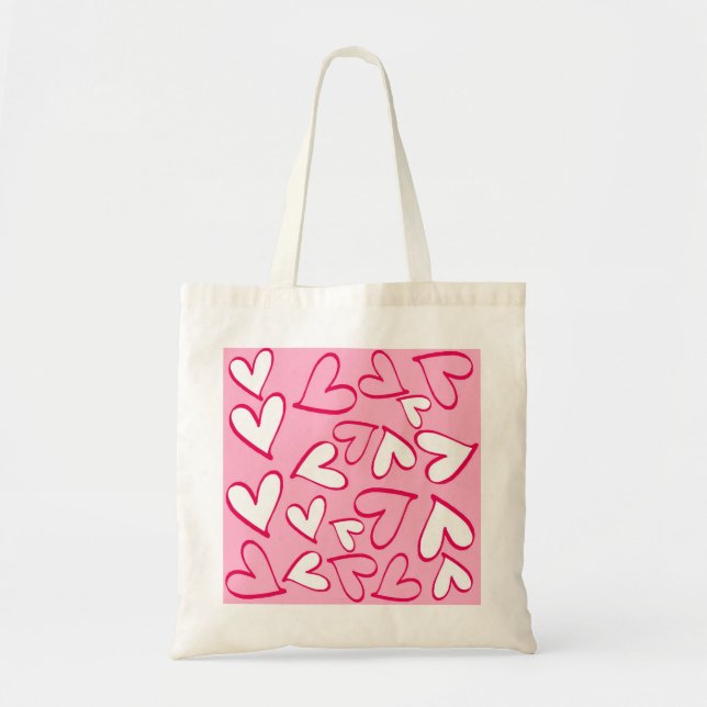 Tote Bag Illustration de Coeurs roses mignons (Devant)