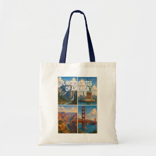 Tote Bag Illustration de collage des États-Unis Art de voya