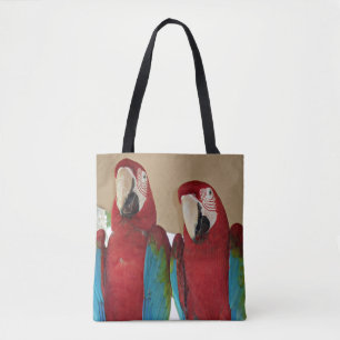 Tote Bag Illustration de couple d'Ara rouge Messager Tropic