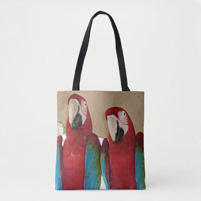 Tote Bag Illustration de couple d'Ara rouge Messager Tropic (Devant)