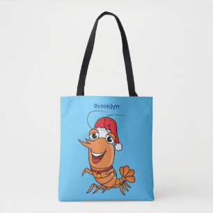 Tote Bag Illustration de crevette de Noël heureuse et migno
