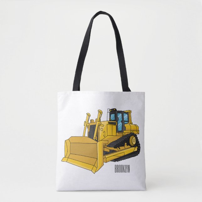Tote Bag Illustration de dessin animé Bulldozer (Devant)