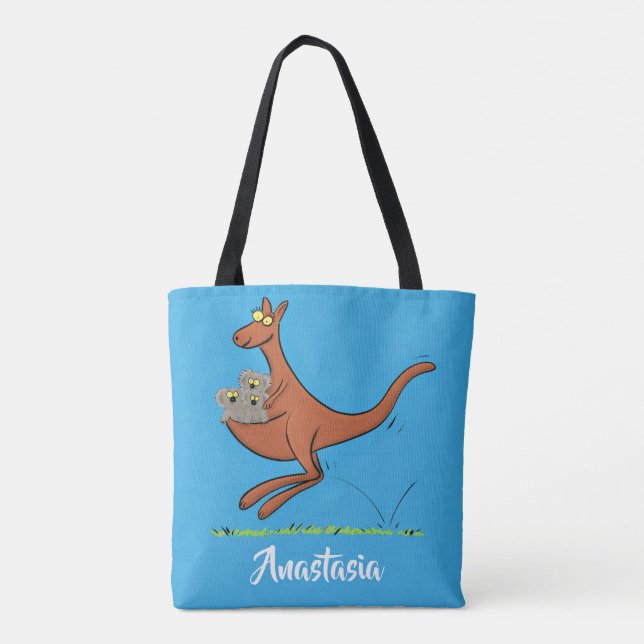 Tote Bag Illustration de dessin animé Cute kangaroo et koal (Dos)