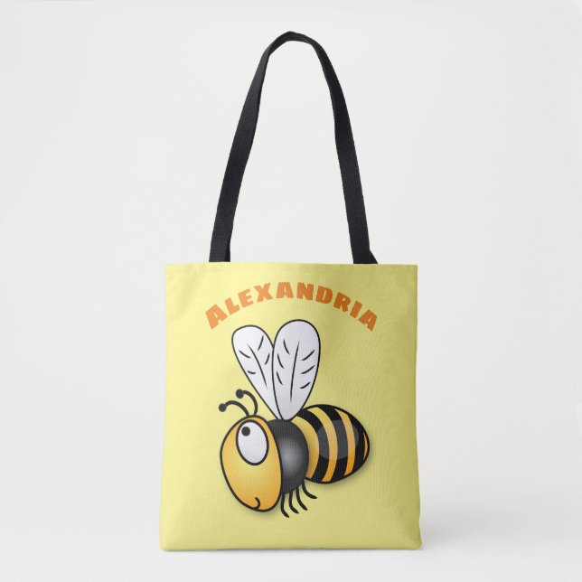 Tote Bag Illustration de dessin animé d'abeilles joyeux (Devant)