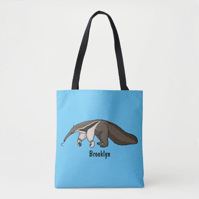 Tote Bag Illustration de dessin animé d'Anteater happy (Devant)