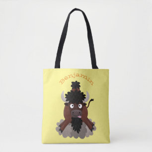 Tote Bag Illustration de dessin animé de bison buffle drôle